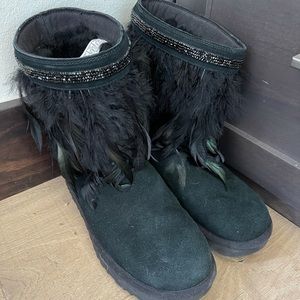 UGH suede boot with Swarovski crystal trim.